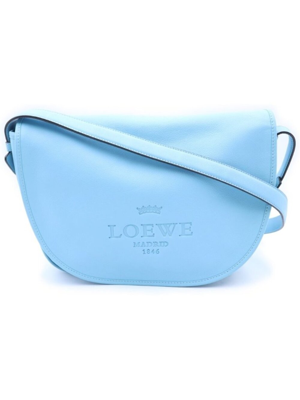 Loewe Heritage Shoulder Bag Logo Leather Blue